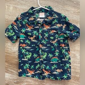 Jumping Beans Navy Dinosaur Jungle Print Buttondown Size 4